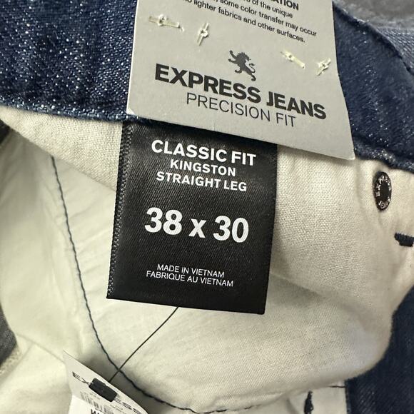 Express Jeans Mens 38x30 Blue Kingston Classic Fit Straight Leg Med Wash Denim - Picture 5 of 13